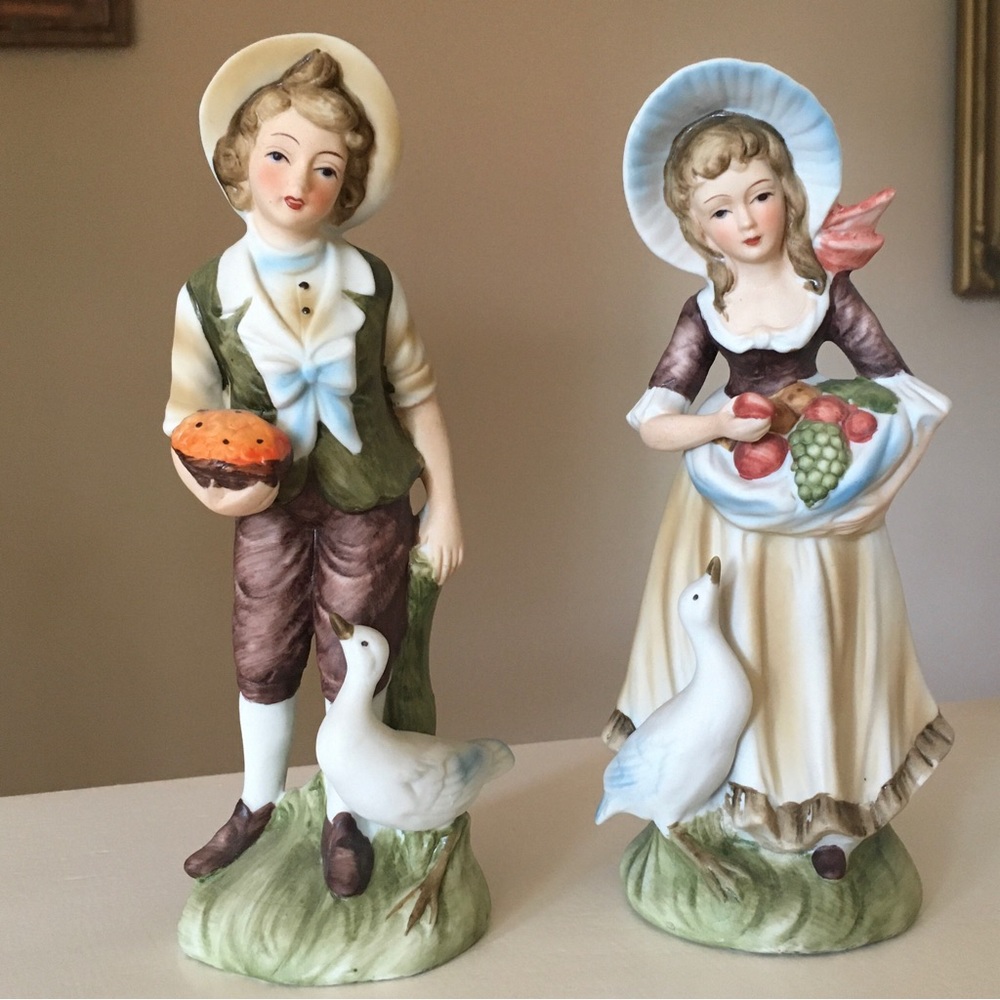 Vintage Lefton Boy and Girl Figurines Pair
